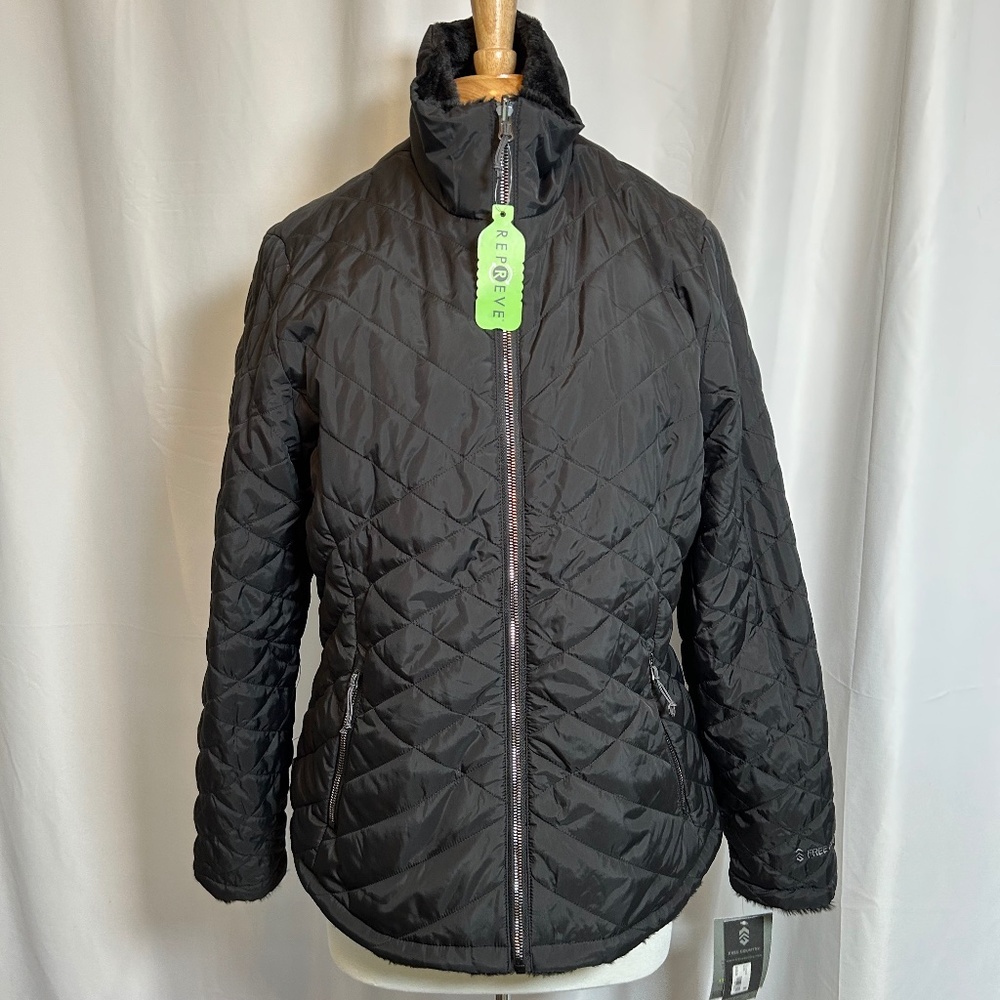 Free Country Women's Cloud Reversible Black Puffer Jacket SZ Large